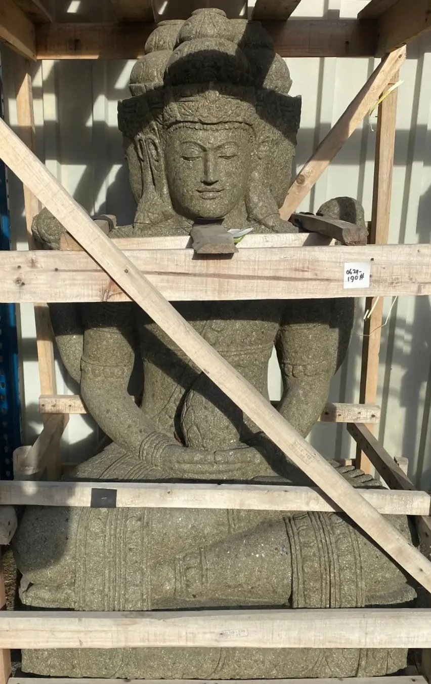 Product image 1 of the product “Sitting Tri Murti with 3 heads, 147cm Height, Natural ”